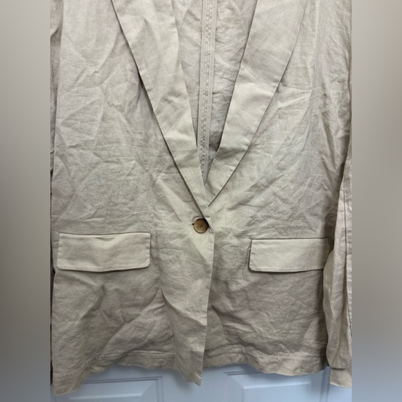 Women’s Quince European Linen beige Blazer Size XL Oversized Casual Business - Picture 4 of 8
